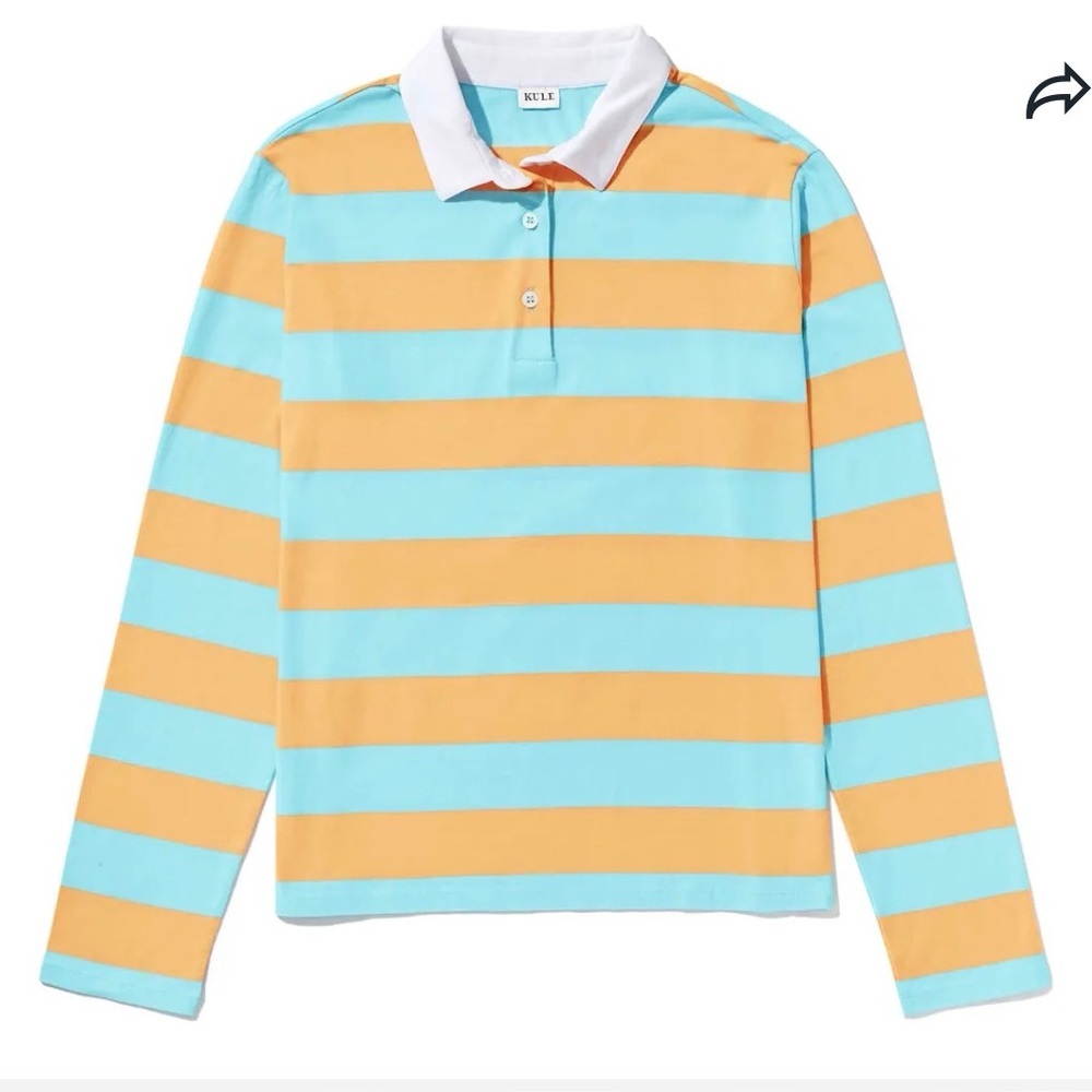 Kule Rugby Shirt in Sherbert/Aqua NWT Sz XS